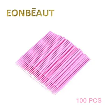 

100 Pcs EONEBAUT Eyelash Extensions Brushes Pink MicroBrush Disposable Materials Applicators Medium Fine Makeup Brush(Pink)