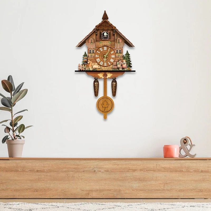 Cuckoo Clock Living Room Wall Clock Retro Style Forest Cuckoo Alarm Clock Wall Watch Children Decorations Home Alarm