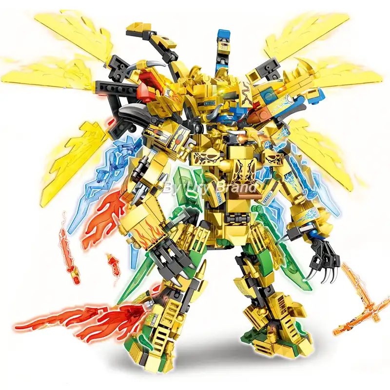 4in1忍者黄金戦士ロボットメカ2ヘッドフライングドラゴンセットフィギュアビルディングブロックのおもちゃ子供男の子クリスマスギフト Blocks Aliexpress