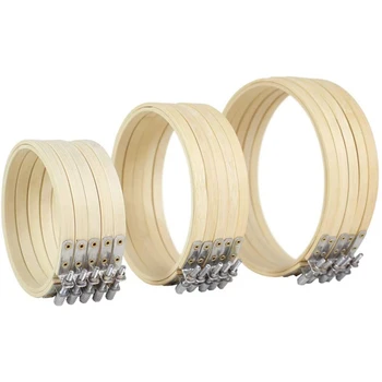 

15 Pieces 4in 5in 6in 3 Sizes Bamboo Embroidery Hoops Circle Cross Stitch Hoop