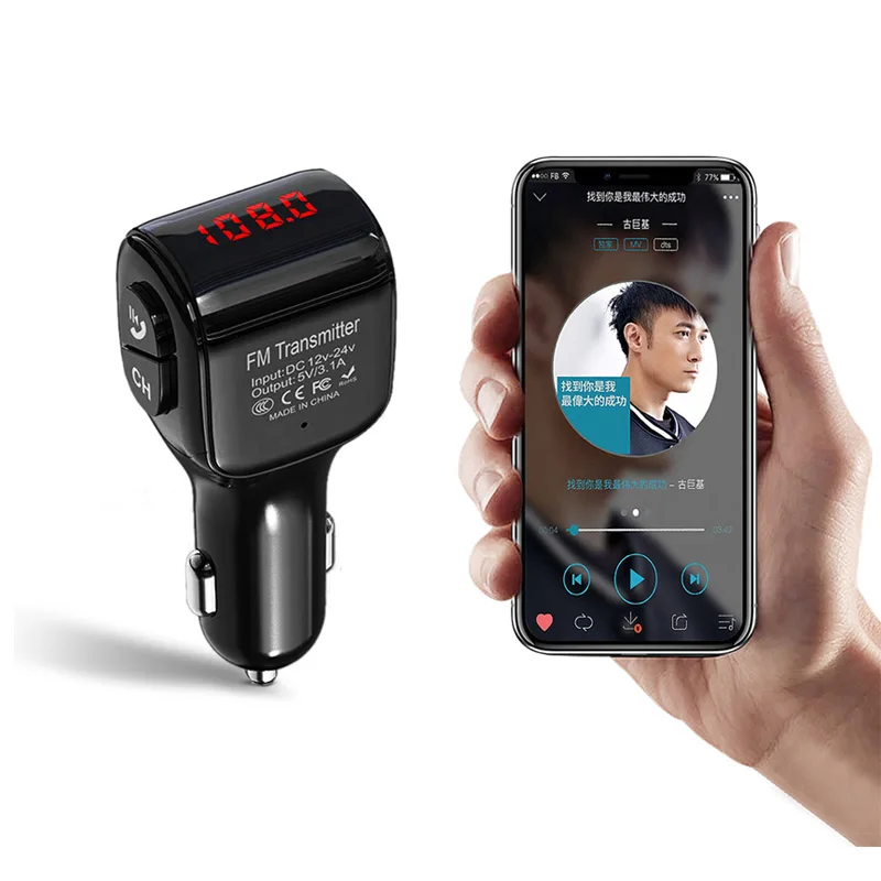 JaJaBor FM Transmitter Bluetooth Car kit Handsfree Bluetooth 5.0 Wireless Stereo A2DP Car MP3 Player Dual USB 3.1A Phone Charger