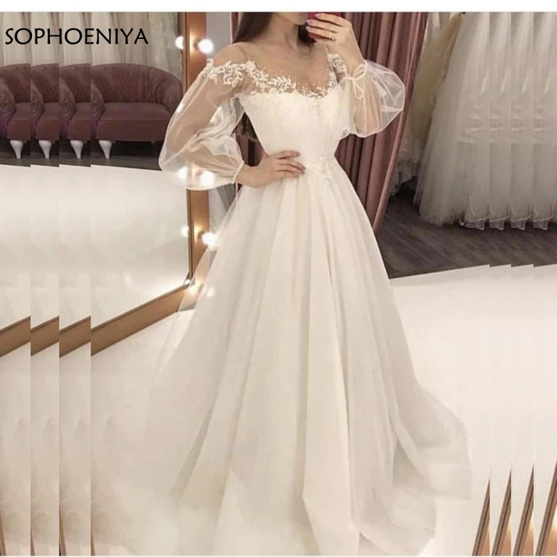 2021 New Arrival Fashion Evening Dress Long Sleeve Party Sweetheart Floor-Length Satin Lace A Line Beaded Formal Vestido | Свадьбы и