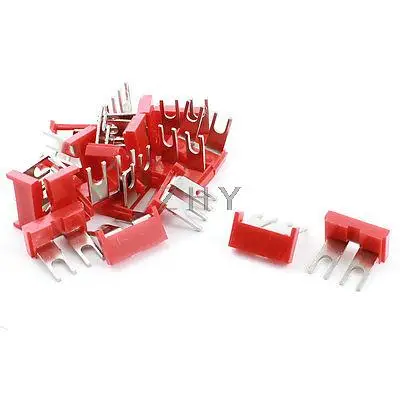 

400V 10A 2 Positions Red Insulated Electrical Fork Terminal Jumper Strip 20 Pcs