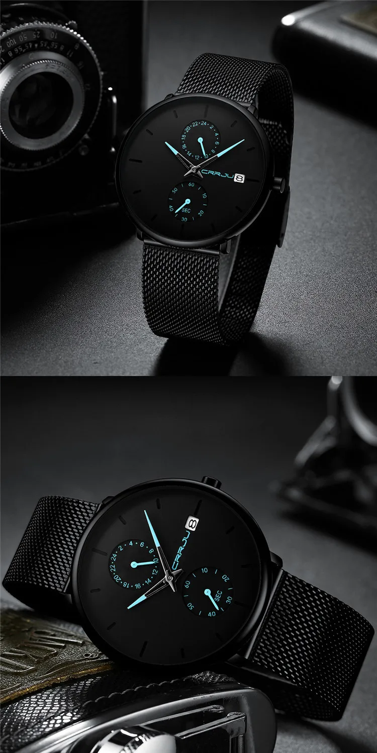 Crrju/ka jun 2265 новые стильные мужские часы Звездные модные мужские часы простые деловые