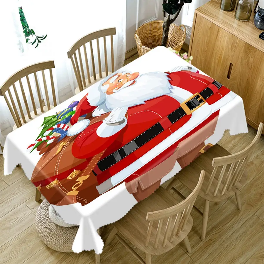 Рождественская скатерть в скандинавском стиле с изображением саней и кануна на Рождество из плотного хлопка, круглые прямоугольные тканевые украшения для стола для дома - Цвет: Color 7