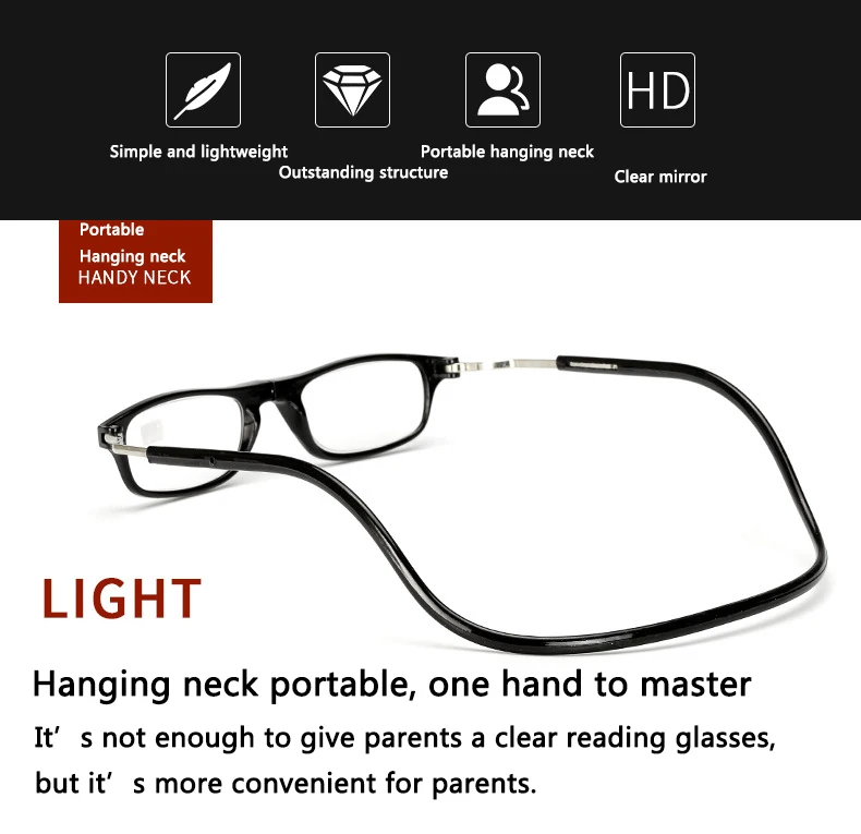 Hot Selling Myopic eyes Magnet Reading glasses for Men Women presbyopia glasses can hang neck folding Magnetic Reading glasses