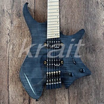 

Krait fanned fret 6 string headless guitar alder body flame maple top 5 pieces neck free shipping