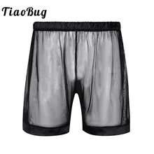 TiaoBug черная сетчатая накидка пляжная на шнуровке мужские трусы Прозрачные свободные спортивные шорты-боксеры Мужской Сексуальная сорочка Трусы-шорты