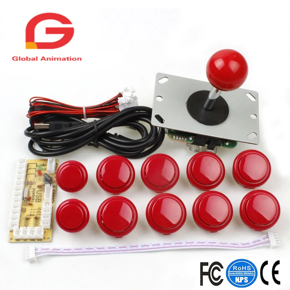 

Arcade Game DIY Parts kit for PC and Raspberry Pi 1/2/3 with Retro Pie 5Pin Joystick 8x 30MM and 2x 24MM Buttons Mame Kits Part