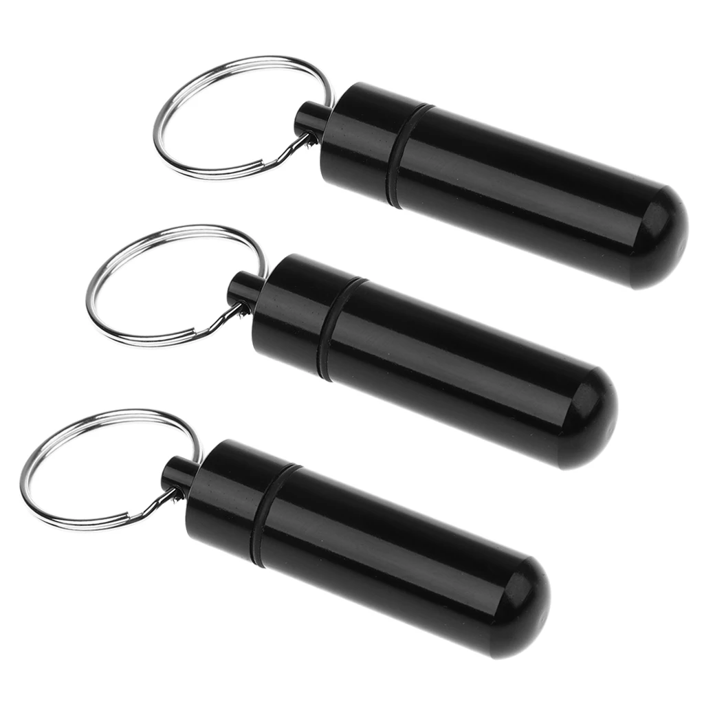 3pcs Waterproof Pill Medicine Case Box Organizer Keychain Key Ring Holder Pill Case Storage Medicine Container