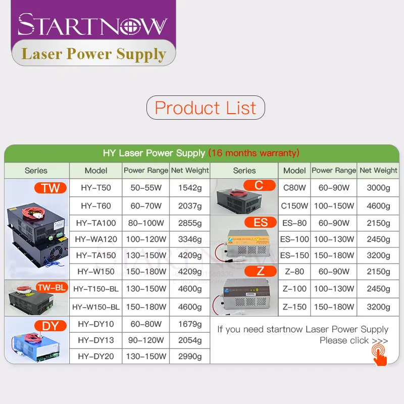 Startnow DY20 CO2 лазерный Питание 130/150W Reci W6 S6 W8 S8 лазерная трубка HY 110/220V лазерные