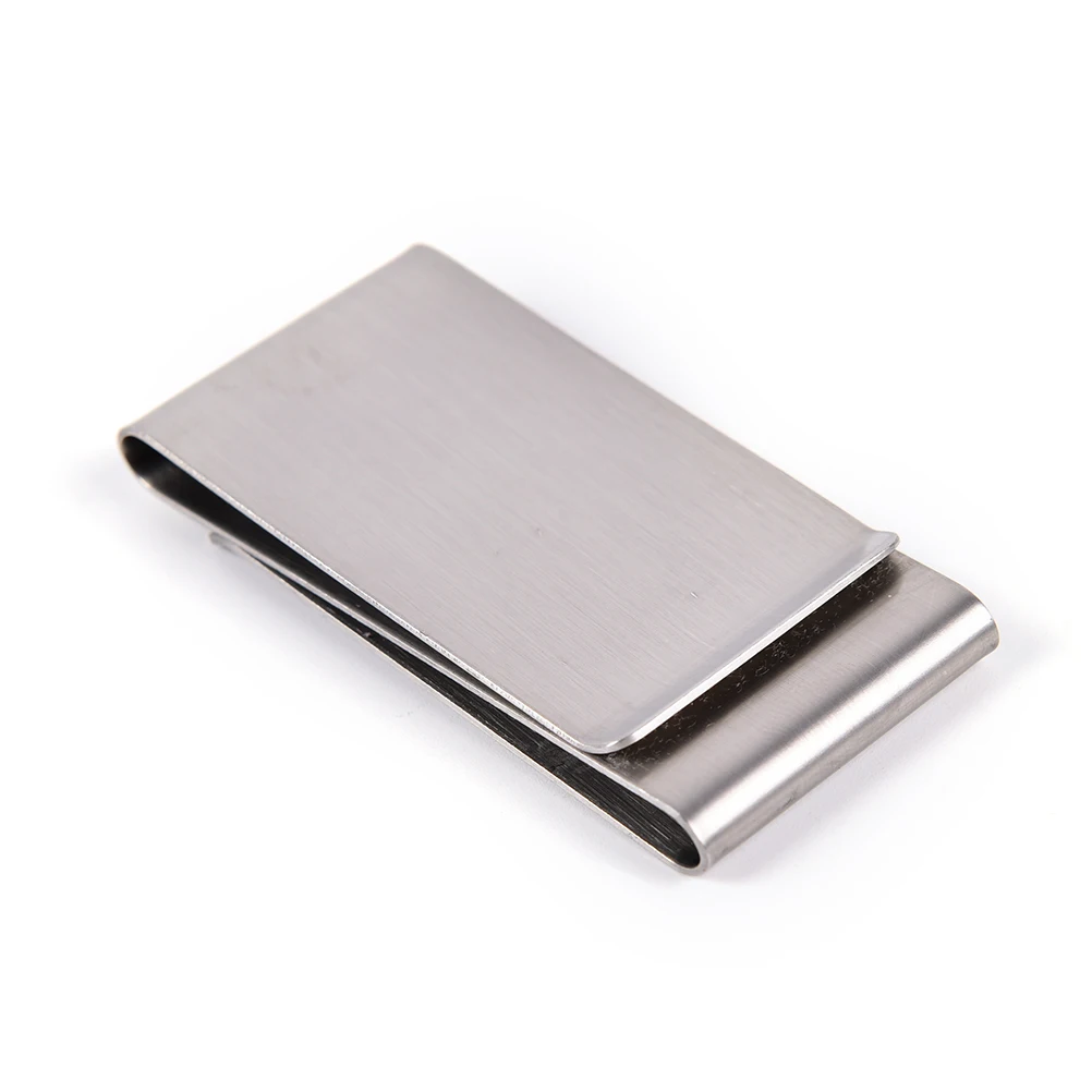 1 шт. Сталь зажим серебряный Нержавеющая сталь тонкое двухстороннее Для мужчин Для женщин зажим для денег кошелек из металла для кредитных карт, отделение для денег