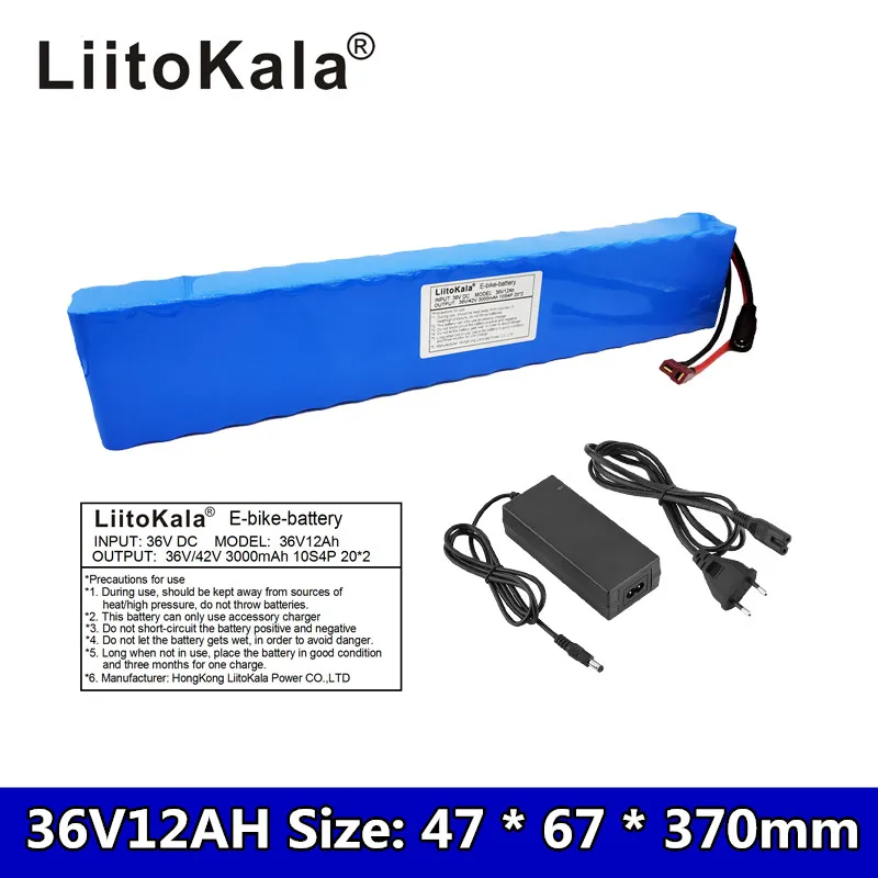 

LiitoKala 36 V 42 12Ah 500 W High power & capacidade 18650 V bateria de lítio ebike bicicleta carro elétrico motor scooter com B