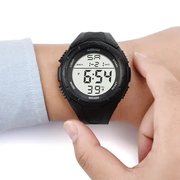 

black Led digital watch waterproof sport students girls wrist watch casual Led watch multifunctional