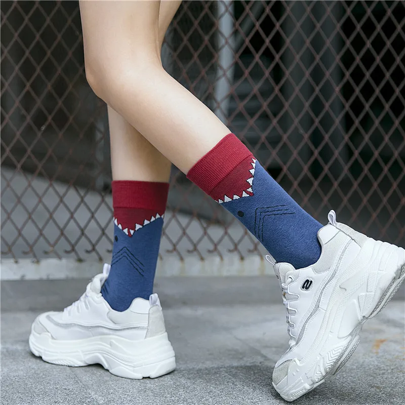 Harajuku Kawaii Zebra Socks Animal Printing Funny Cute Socks Crocodile Whale Cotton Sokken Calcetines Japanese Streetwear Sox