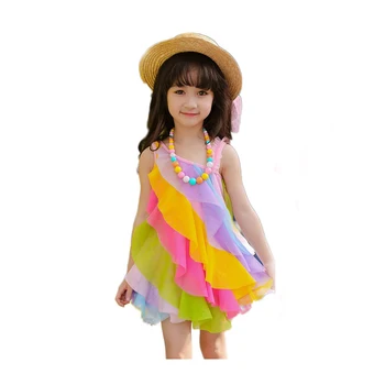 

V-TREE Summer 2020 dresses for girls fashion children's rainbow dress lace kids dresses for girls baby sundress