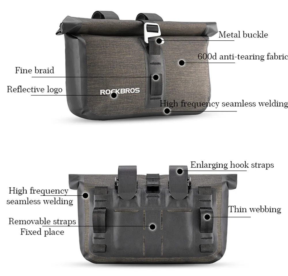 ROCKBROS 14-15L/5-6L велосипедная Передняя сумка Водонепроницаемая передняя трубка велосипедная сумка на руль MTB велосипедная передняя рама сумка Аксессуары для велосипеда