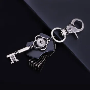 

WANGAIYAO Korean version of Korean style complex men's keychain chain alloy leather advertising key personalized jewelry for men