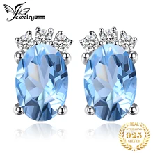 Jewelrypalace классический 1ct овальный Природный Голубой топаз Серьги