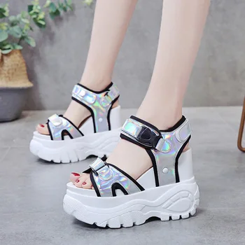 

2020 Women Platform Sandals Muffin Super High Heels Bottom Chunky Student Height Increase Summer Beach Shoes Sandalias Mujer