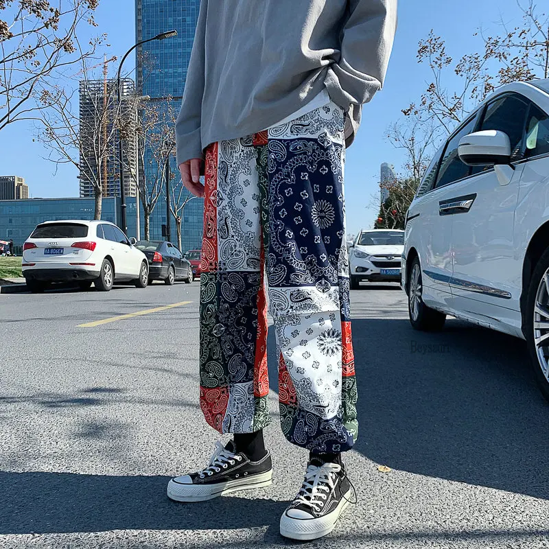 

Hip hop Men sweatpants 2022 Summer Streetwear Style Jogging pants men Pattern Oversize Fashion Straight pants joggers men