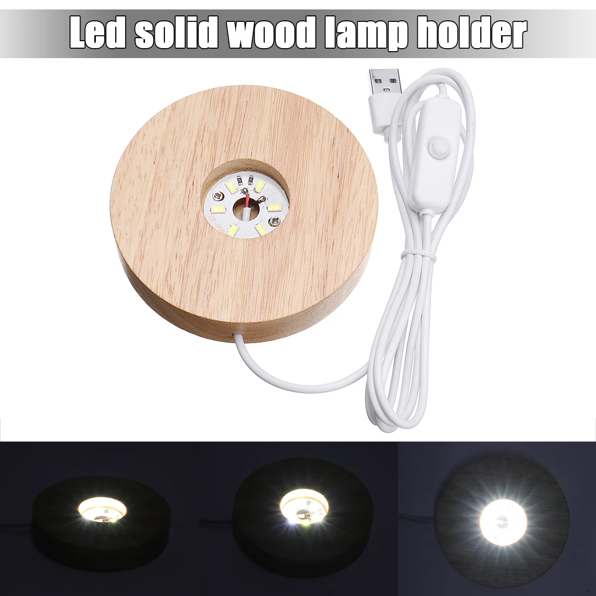 3D Crystal Glass Trophy Laser LED Light Stand Base Display Wood Warm Light U 3D Crystal Glass Trophy Laser LED Light Stand Base Display Wood Warm Light U
