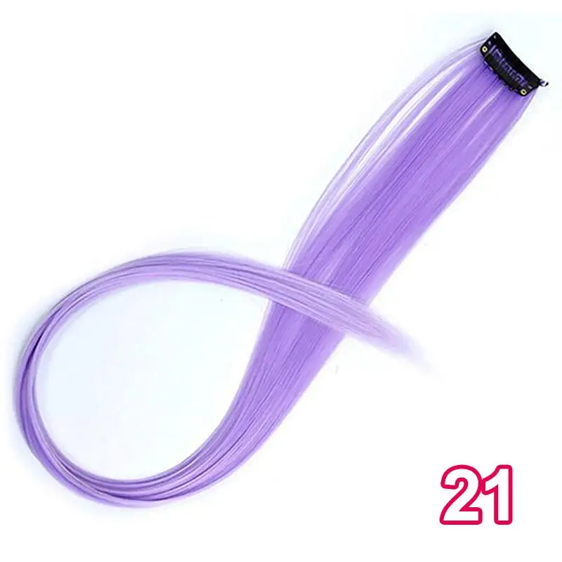3pcslightpurple 3 шт. длинные прямые волосы на заколках для наращивания, чистый цвет, синтетические волосы для наращивания, цвет отправляется случайным образом - Цвет: 3pcslightpurple