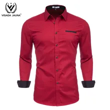 VISADA JUANA, мужская рубашка, длинный рукав, тонкая, брендовая, мужская рубашка, дизайнерская, высокое качество, одноцветная, Мужская одежда, костюмы, мягкая рубашка