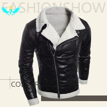 

Stylish leather jacket motorcycle men's leather jacket PU jacket men's thick jacket zipper winter TOA