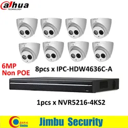 Dahua NVR комплект 16CH 4K & H.265 видеорегистратор NVR5216-4KS2 и ip-камера 6MP h.265 IPC-HDW4636C-A Встроенный микрофон IR50m IP67 DVR комплект