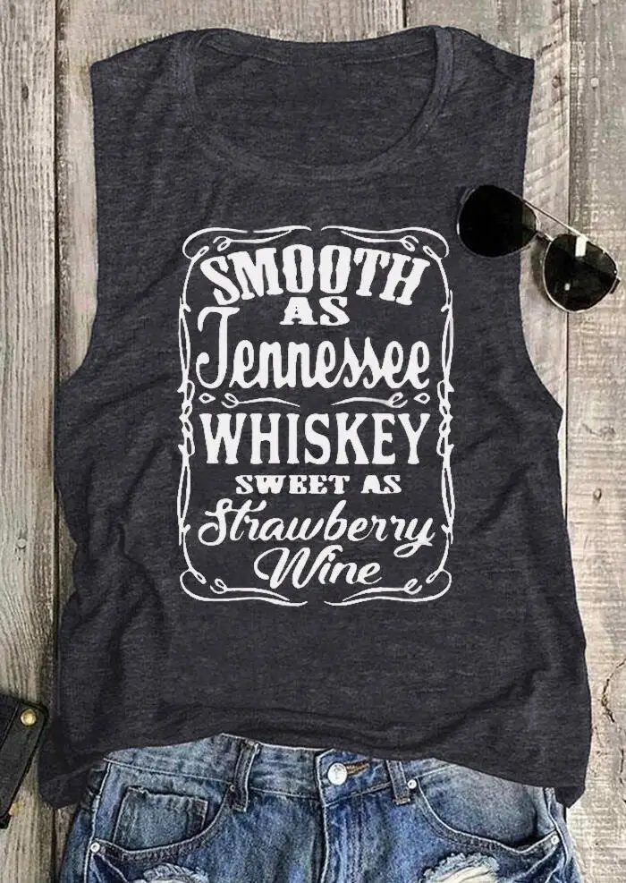 Темно серая Женская майка Smooth As Tennessee для виски клубничного вина женская одежда