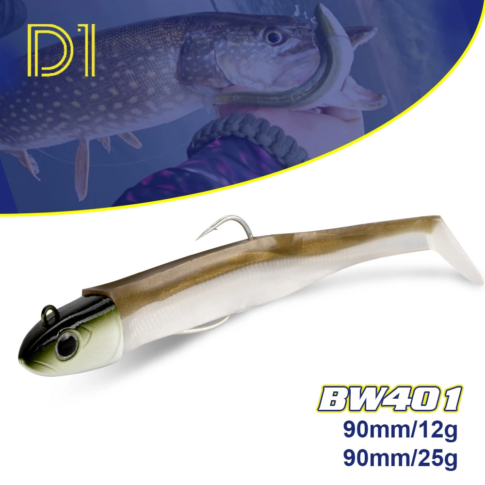 D1 Pike Lure Predator Fishing Black Minnow 95mm 12g 25g Soft Bait Bass Tuna ToutFishing Lures