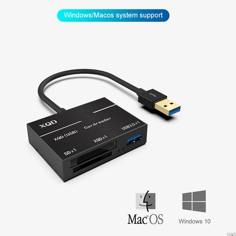 Asunflower Xqd Card Reader USB 3.0 Reader SD High Speed Mini usb3.0 Hub Adapter Card Reader For Windows Mac OS Computer 500MB/s