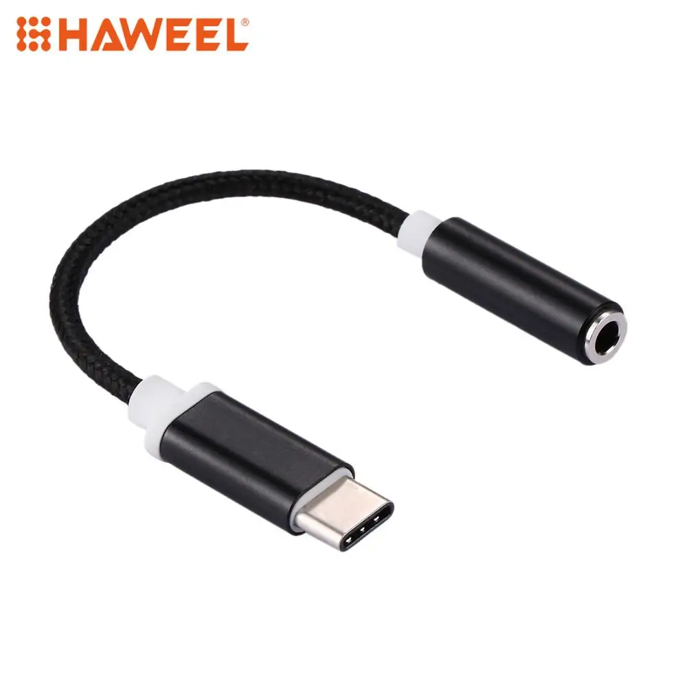 HAWEEL USB-C/type-C Мужской до 3,5 мм Женский переплетенный текстурный аудио адаптер для Galaxy S8& S8+/LG G6/huawei P10& P10 Plus