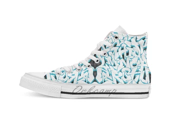 

Graffiti Alphabet breathable Casual High Top lace-up Canvas shoes sneakers Drop shipping