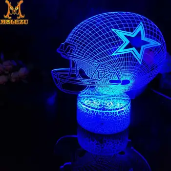 

Molezu Halloween Baseball Cap Pattern 3D Led Night Light Decoration Children Kids Gifts 7 Color Changing Visual Table Lamp