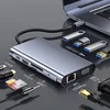 Тип C to VGA + RJ45 Gigabit Ethernet 4K HDMI-Совместимость C PD SD TF 3,5 мм аудио 1080P для Macbook Pro S8 S9 P20 P30 10 в 1 usb-хаб ► Фото 1/6