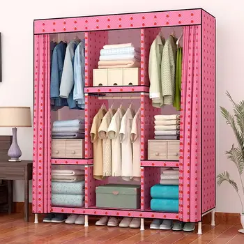 

Wardrobe simple cloth wardrobe fabric simple economical bedroom cloth cabinet steel thickening