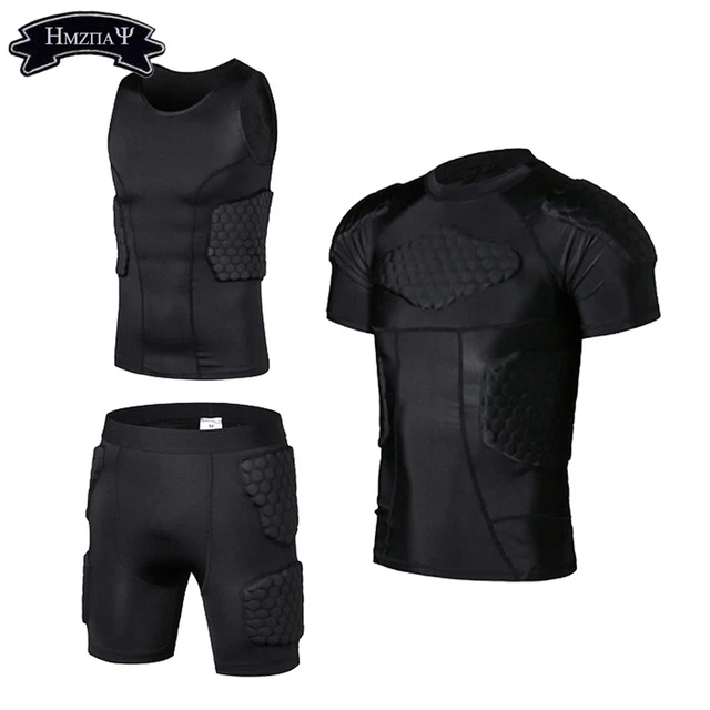 Chemise rembourrée pour hommes, gilet d'entraînement, T-shirt, ensemble court, côtes, cuisses, fesses, protection, Football, basket-ball, Hockey, équipement de protection 1