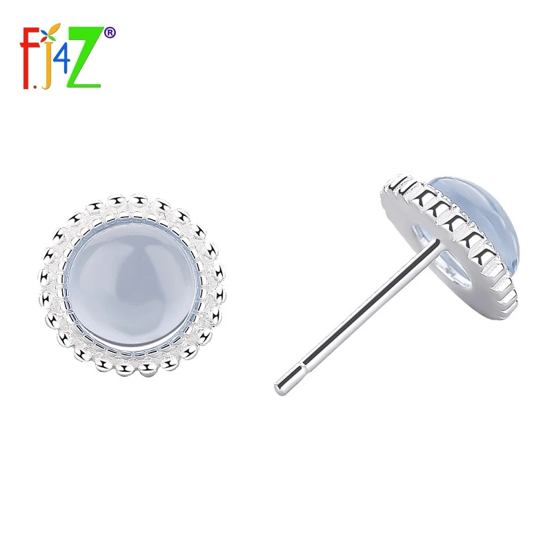 

F.J4Z 100% Real S925 Silver Simple Elegant Nice Glass cat eyes Stud Earrings Hot Stylish Noble Women's Earrings For Occasions