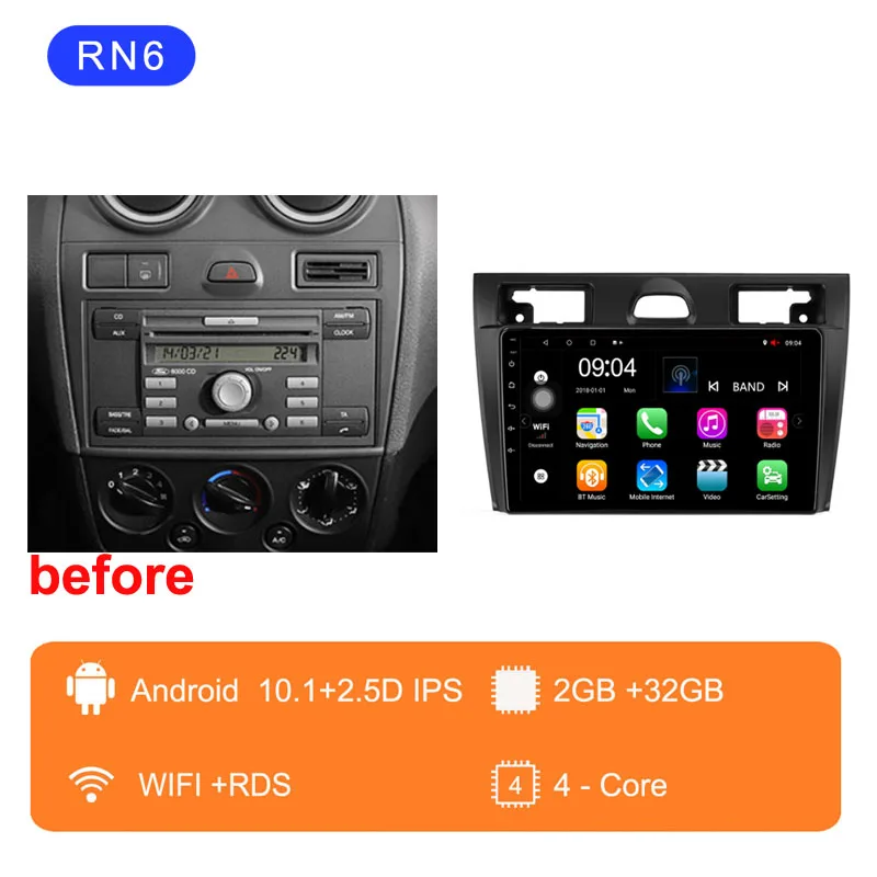 4g Lte Android For Ford Fiesta Mk Vi 5 Mk5 2002 2003 2004 2005- 2008 Car  Radio Multimedia Video Player Navigation Gps Rds No Dvd - Car Multimedia  Player - AliExpress