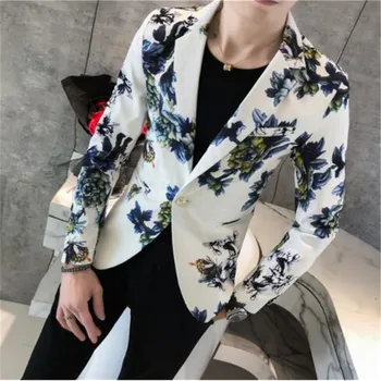 

Mens Floral Blazer Male Terno Masculino Slim Fit 2018 Autumn Stylish Blazers For Men Blazers Para Hombre One Button Suit Jacket
