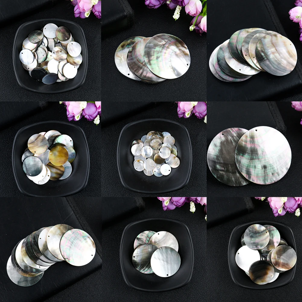 Natural Black MOP Shell Round Charms Pendant natural shell ornaments 10-60mm for DIY Handmade Earring Necklace Jewelry Making Findings Accessories Parts