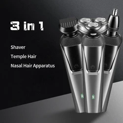Rechargeable Electric Razor Sharp Power Shaver Triple Floating Cutter Head Washable Body Razor Set Portable Long Duration Time