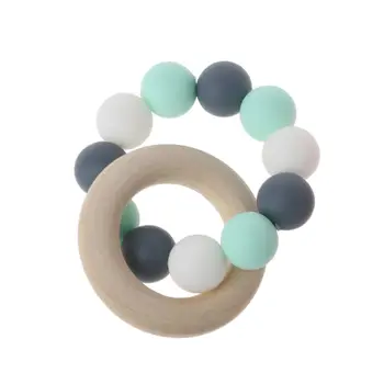 

Baby Nursing Bracelets Wooden Teether Silicone Chew Beads Teething Rattles Toys Teether Montessori Bracelets