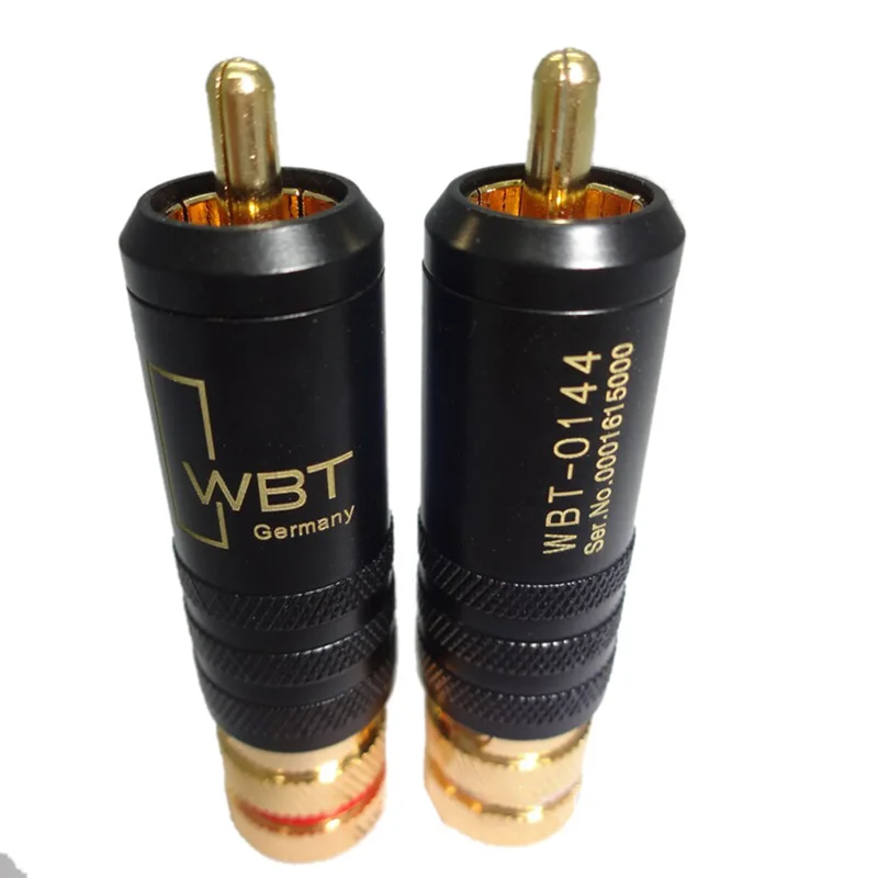 

2pcs Gold Plated Copper RCA Plug Durable RCA Connector Screws Soldering Locking Audio Video WBT Plug 53mm*13mm