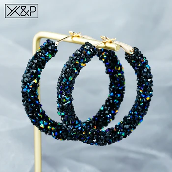 

X&P New Fashion Crystal Dangle Drop Korean Earrings For Women Vintage Austrian Rhinestone Round Gold Earring Wedding Jewelry