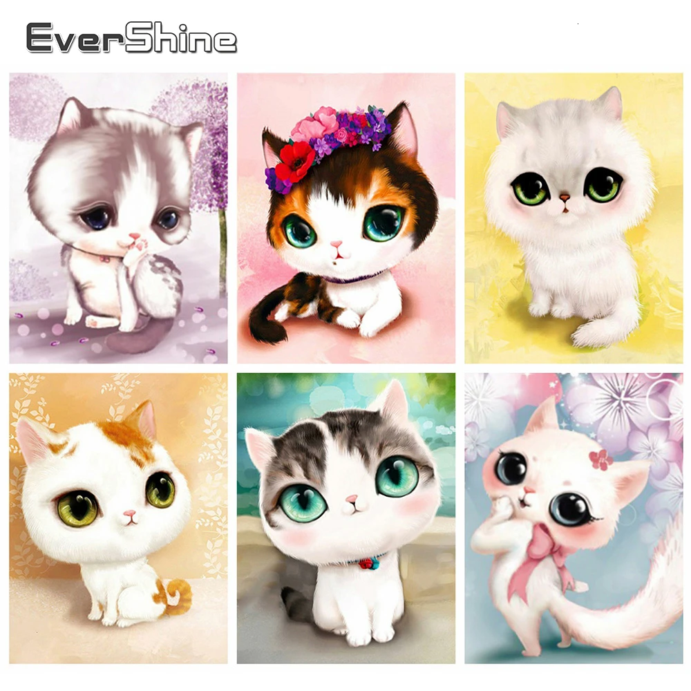 Evershine 5D DIY алмазная вышивка мультфильм кошки Алмазная мозаика полная выкладка