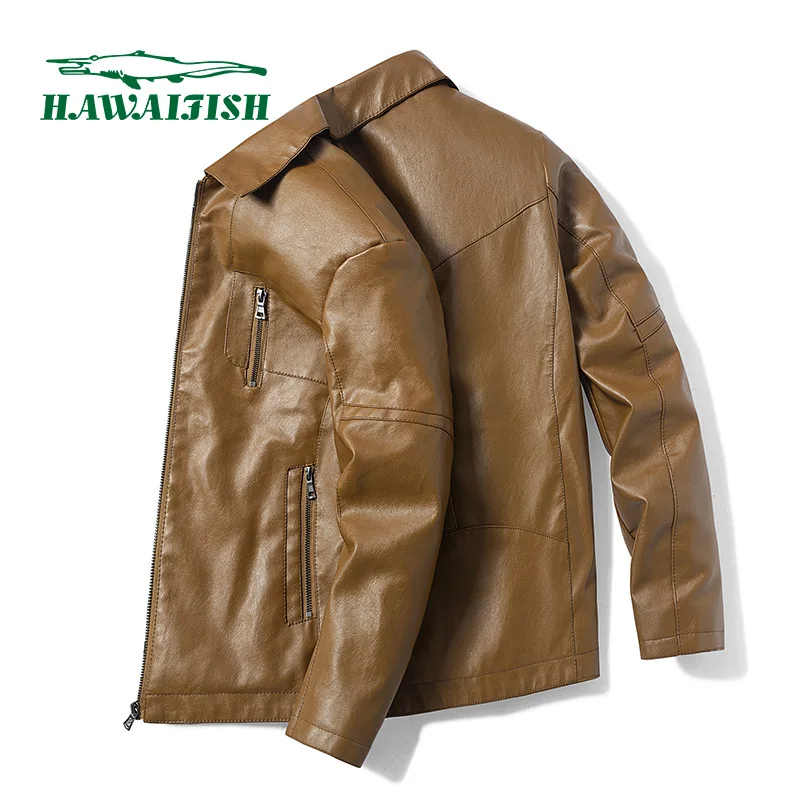 

HAWAIFISH PU Leather Jacket Men Slim Fit Motorcycle Coats Windbreaker Fashion Clothes 2021 New Mens Leather Jackets Mans Coat