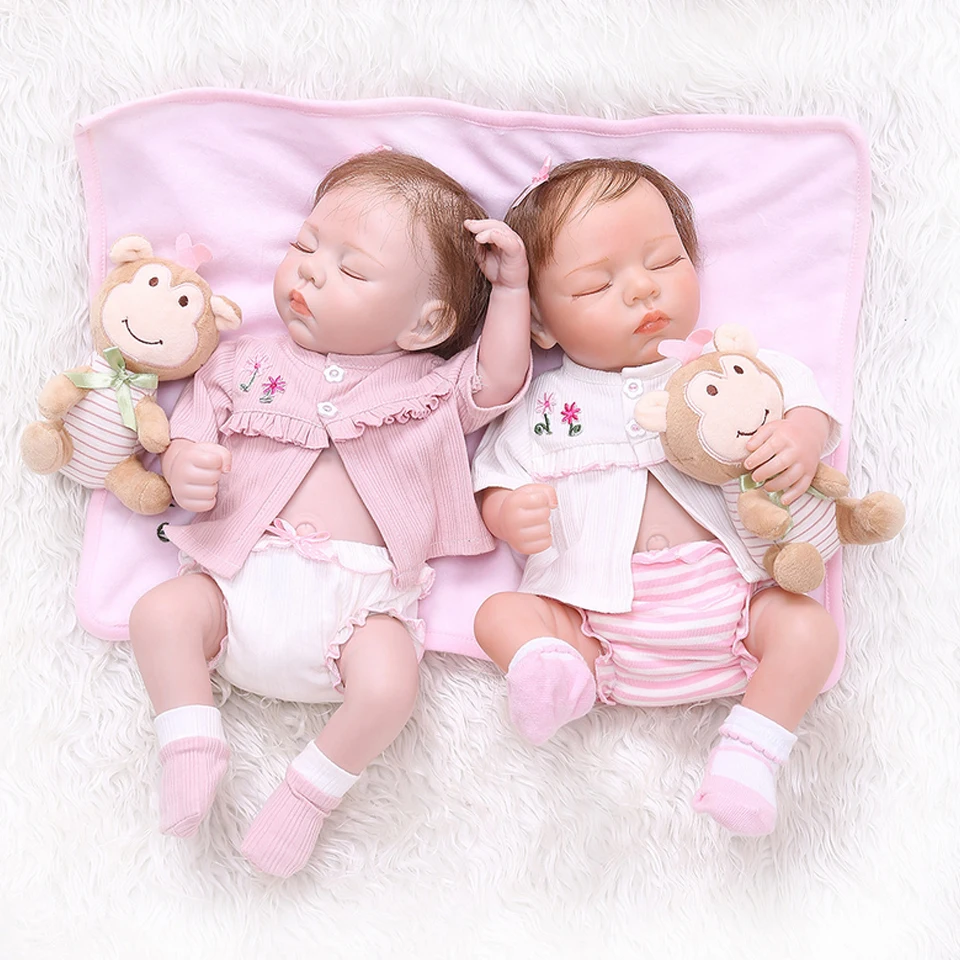 

48CM 2019 New newborn bebe realistic reborn soft full body slicone lifelike sleeping baby gift
